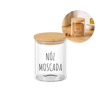 Potes Herméticos para Temperos de Vidro com Tampa de Bambu Personalizado 6x8