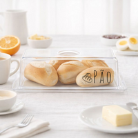 Porta Pão e Porta Bolo em Acrilico Transparente  Retangular Personalizado