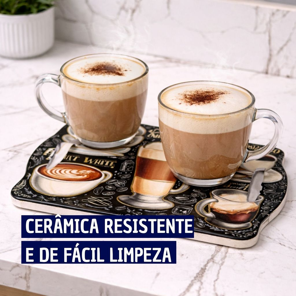 Bandeja de Cerâmica Decorativa Para café Suporte Para Panela Quente