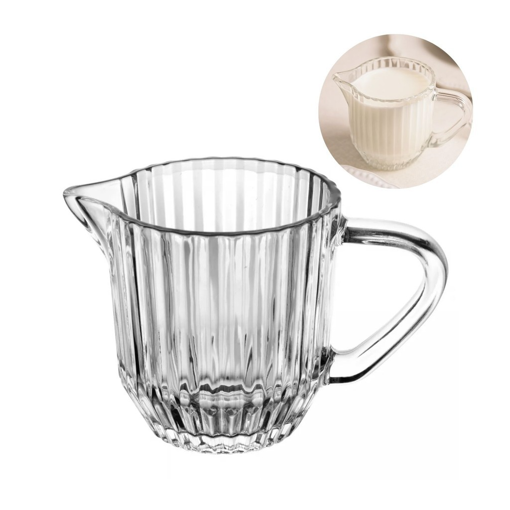 Leiteira de Vidro Classico Com Relevo Vertical 220ml