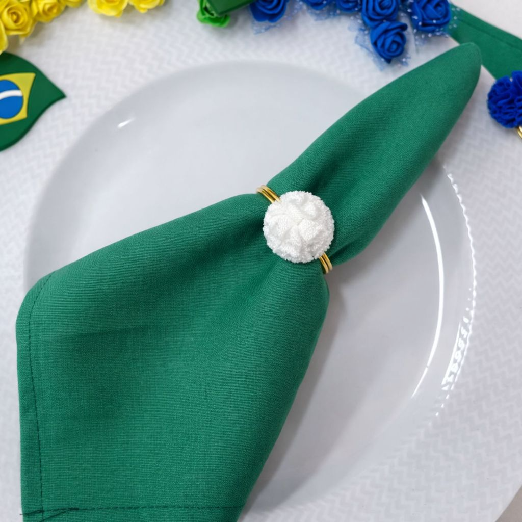 Kit 06 Anel de Guardanapo Para Copa do Mundo Brasil Flor de Pano