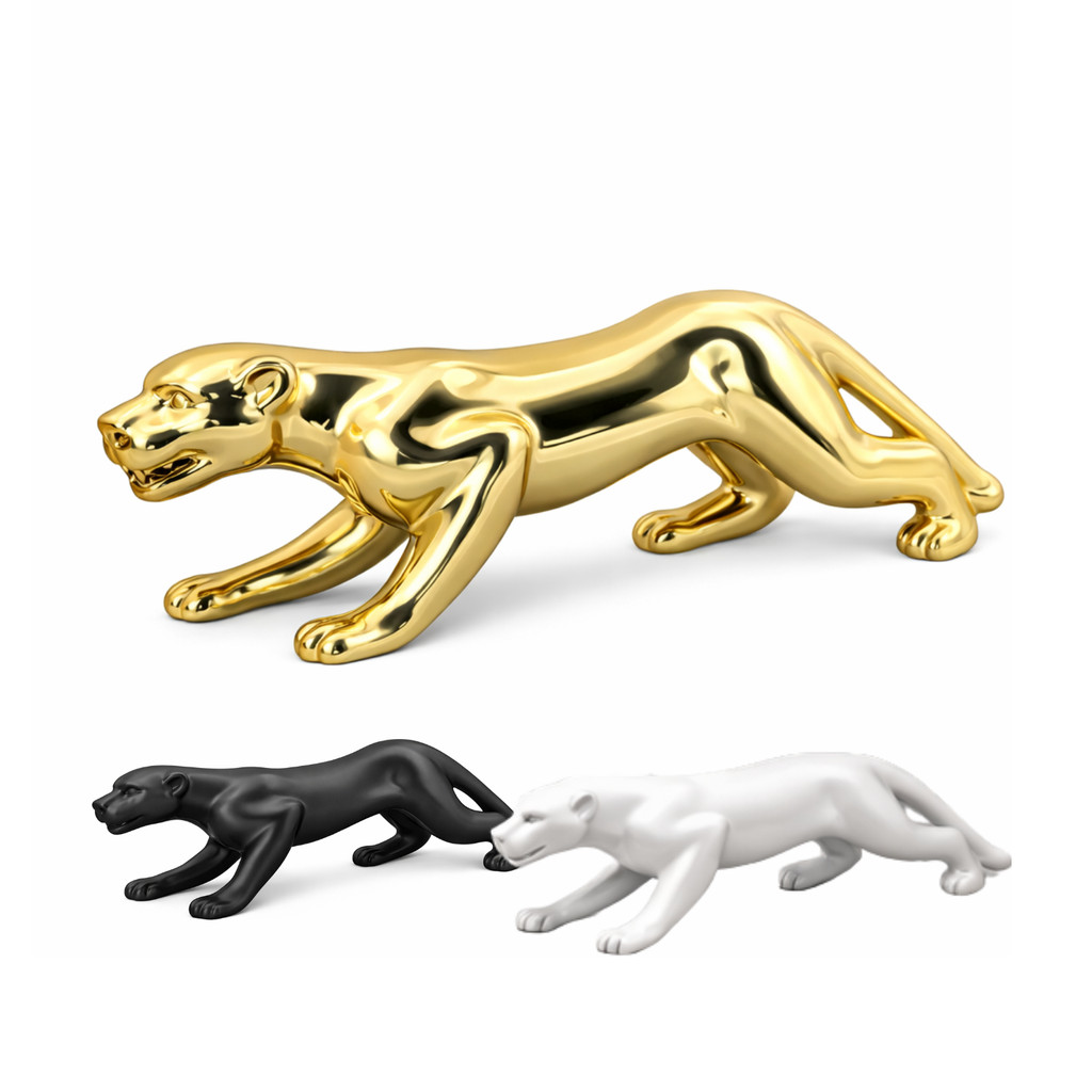 Enfeite Decorativo em Porcelana Leopardo Metalizado 27 cm