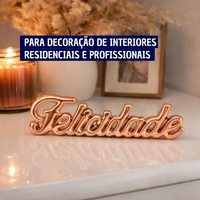 Enfeite Decorativo em Porcelana Palavra Felicidade