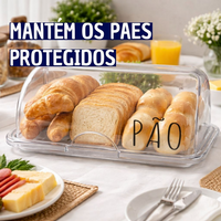Porta Pão Transparente Com Tampa Retrátil Personalizado
