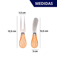 Kit 2 Facas Para Queijo e Pão em Aço Inox com Cabo de Madeira Natural