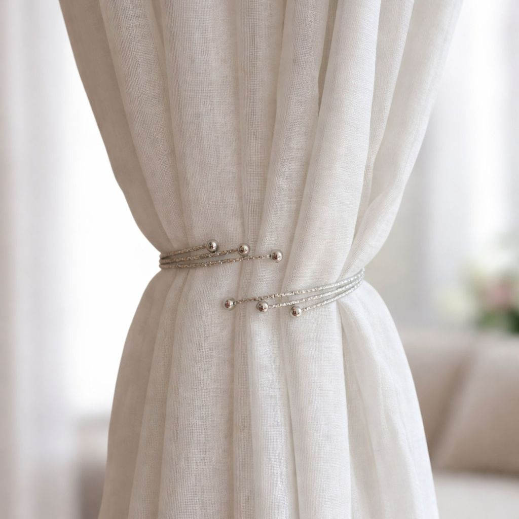 Kit 02 Prendedores de Cortina de Aço Sofisticado e Discreto