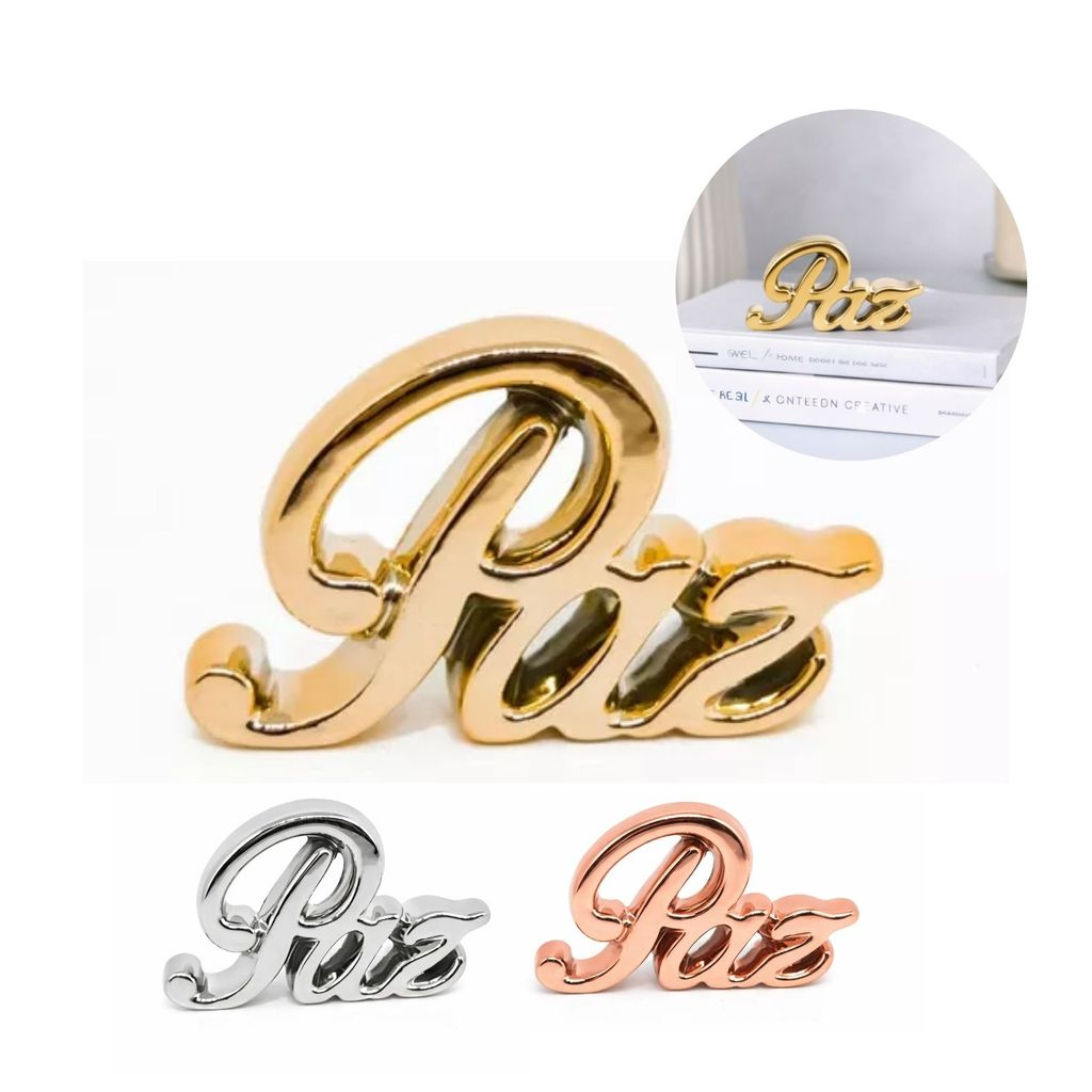 Enfeite Decorativo em Porcelana Palavra Paz