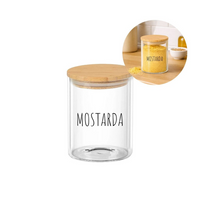 Potes Herméticos para Temperos de Vidro com Tampa de Bambu Personalizado 6x8