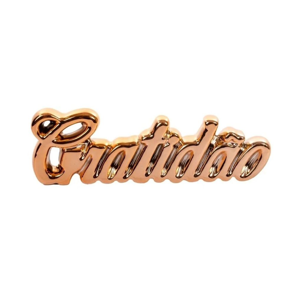 Enfeite Decorativo em Porcelana Palavra Gratidão