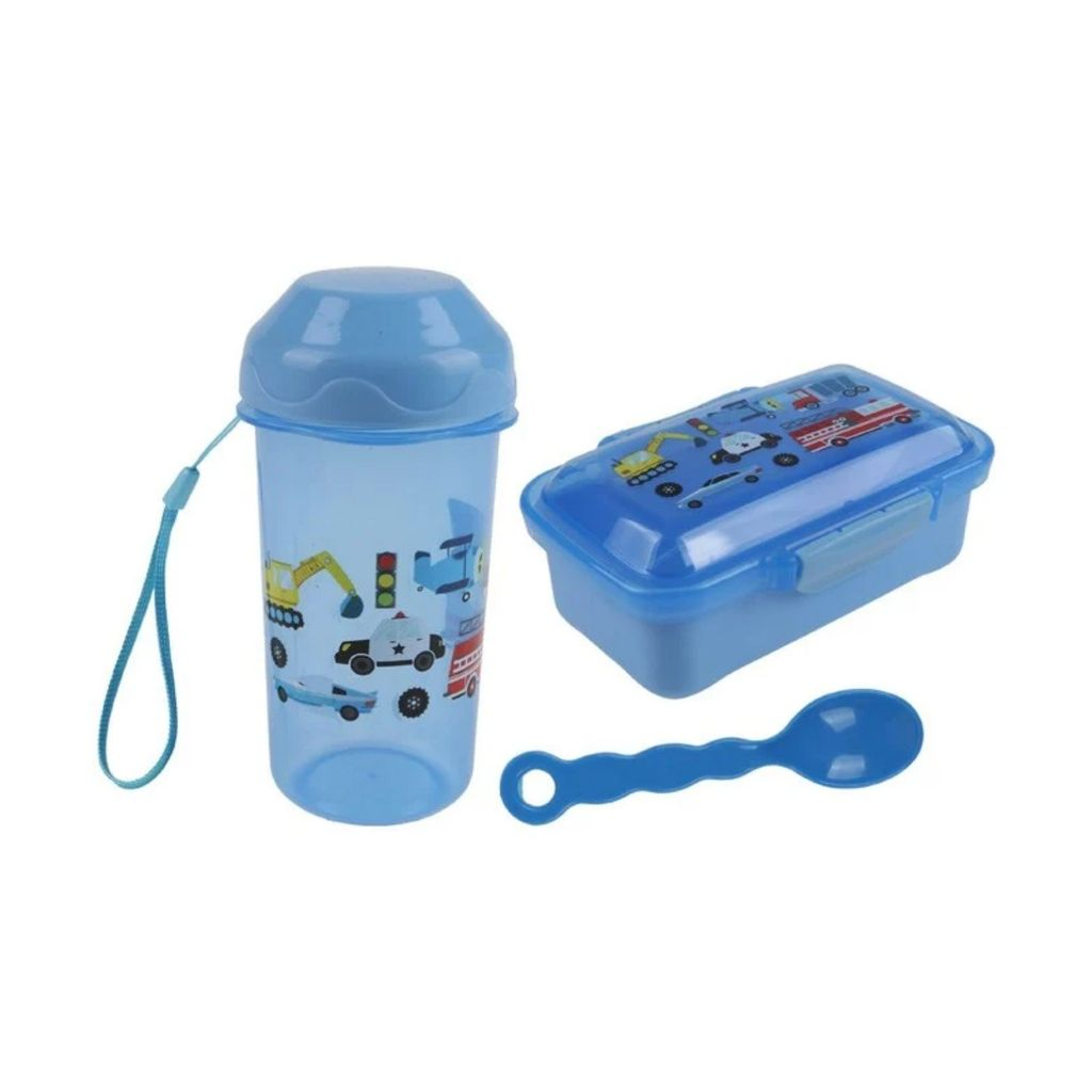 Kit Lanche Infantil Com Garrafa, Marmita e Colher