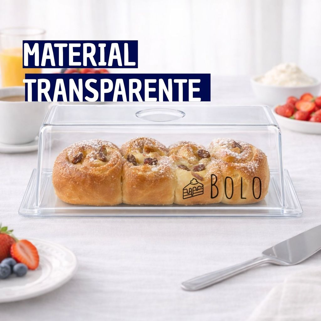 Porta Pão e Porta Bolo em Acrilico Transparente  Retangular Personalizado