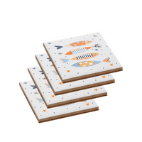 Kit com 4 Porta Copos Cerâmica Estampa de Peixe