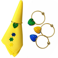 Kit 06 Anel de Guardanapo Para Copa do Mundo Brasil Coração Azul Verde e Amarelo