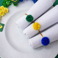 Kit 06 Anel de Guardanapo Para Copa do Mundo Brasil Flor de Pano