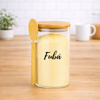 Pote Personalizado Hermético em Bambu 750ml Com Colher