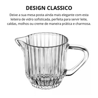 Leiteira de Vidro Classico Com Relevo Vertical 220ml