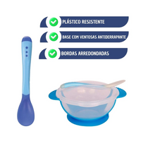 Kit Pote Infantil com Ventosa + Colher - Alimentação Segura e Pratica
