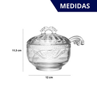 Açucareiro Imperial em Vidro Trabalhado com Tampa e Colher