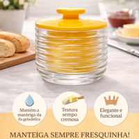 Manteigueira Francesa de Vidro Colmeia com Tampa Colorida
