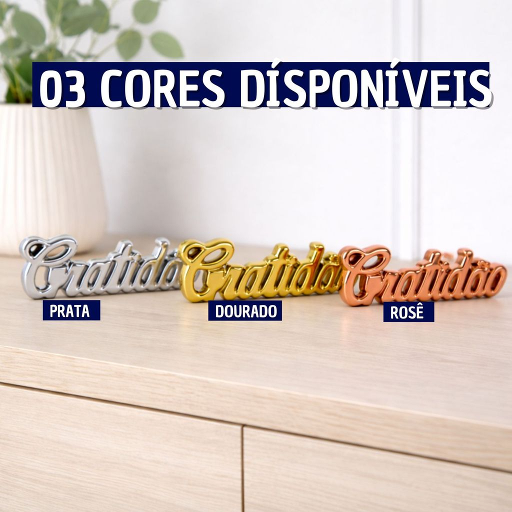 Enfeite Decorativo em Porcelana Palavra Gratidão