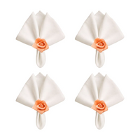 Kit com 4 Anel de Guardanapo + 4 Guardanapo  Oxford Rosa Salmão