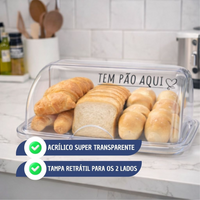 Porta Pão Transparente Com Tampa Retrátil Personalizado