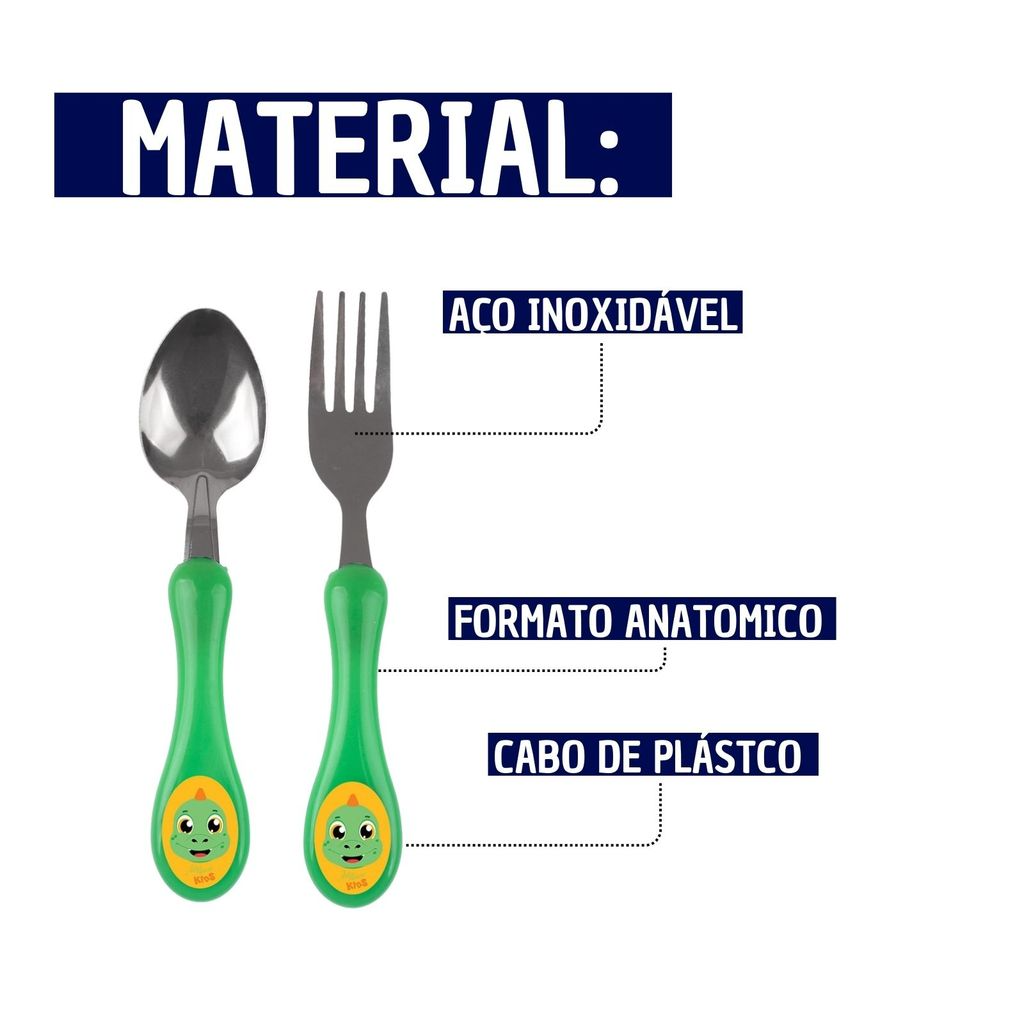 Kit Talheres Infantis com Garfo e Colher - Coloridos e Divertidos