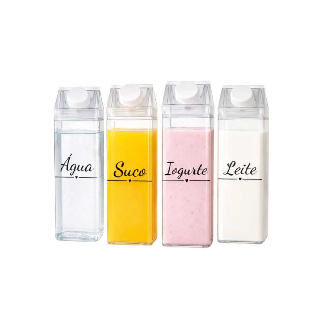 Garrafa Organizadora Transparente para Chá, Achocolatado, Suco ou Água 500ml