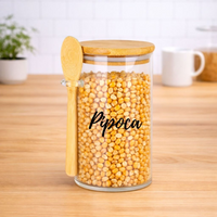 Pote Personalizado Hermético em Bambu 750ml Com Colher