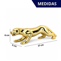Enfeite Decorativo em Porcelana Leopardo Metalizado 27 cm