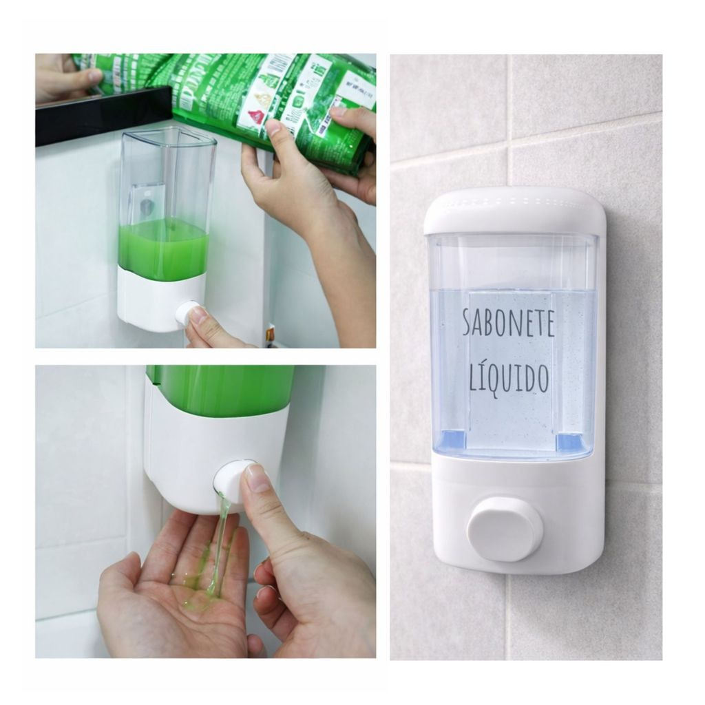 Dispenser Personalizado Para Detergente, Álcool em gel e Sabonete Líquido de Parede