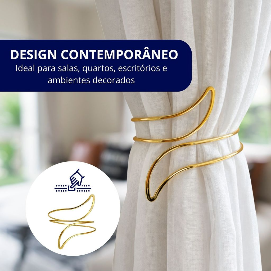 Kit 02 Prendedores de Cortina Acabamento Refinado Premium