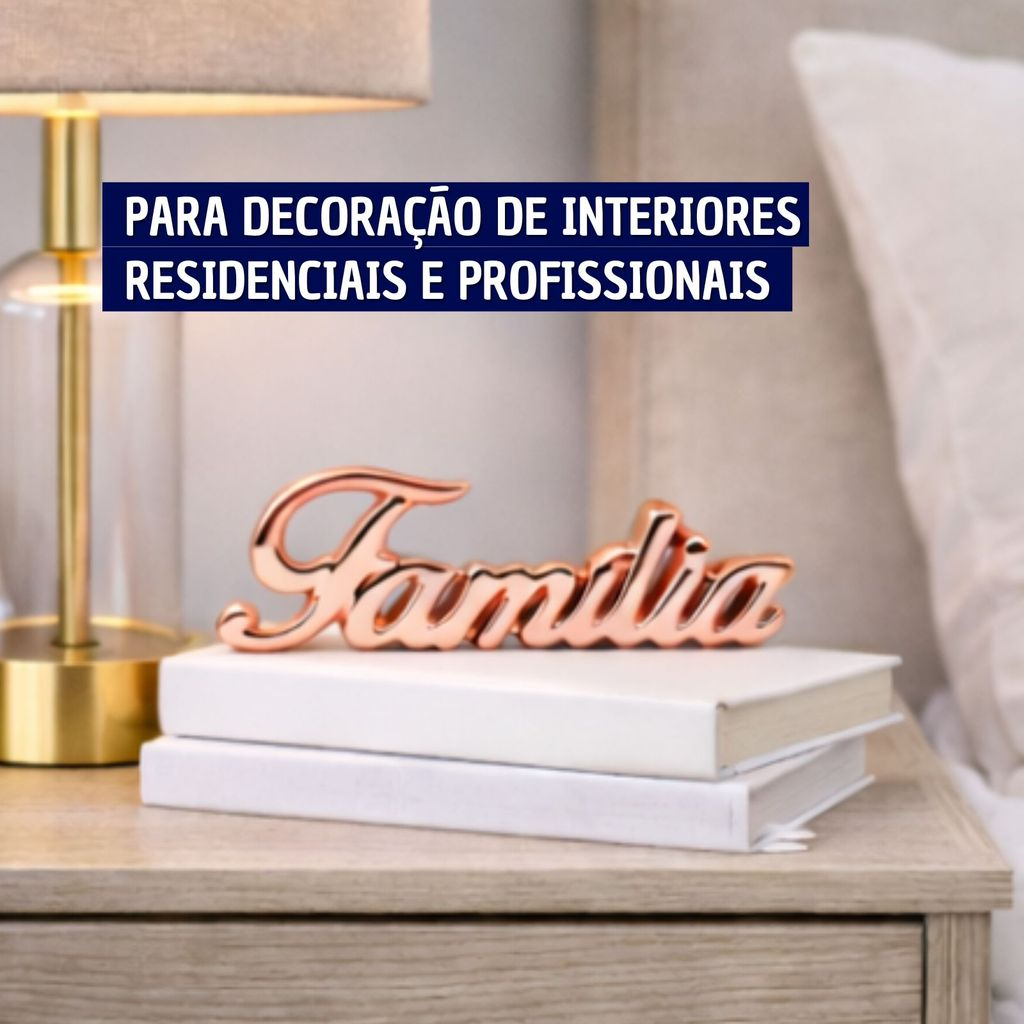 Enfeite Decorativo em Porcelana Palavra Família