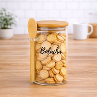 Pote Personalizado Hermético em Bambu 750ml Com Colher