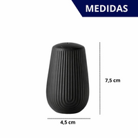 Jogo Saleiro e Pimenteiro de Cerâmica com suporte de Bambu Black