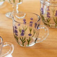 Leiteira em Cristal Com Relevo Detalhes Lavanda Flores 240ml