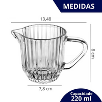 Leiteira de Vidro Classico Com Relevo Vertical 220ml
