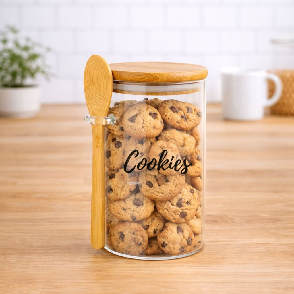 Pote Personalizado Hermético em Bambu 750ml Com Colher