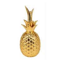 Enfeite Decorativo Abacaxi Metálico em Porcelana 14cm