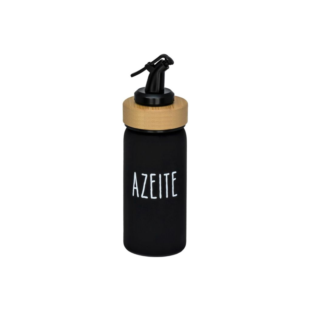 Azeiteiro Com Bico Dosador Minimalista de Vidro com Detalhe em Madeira