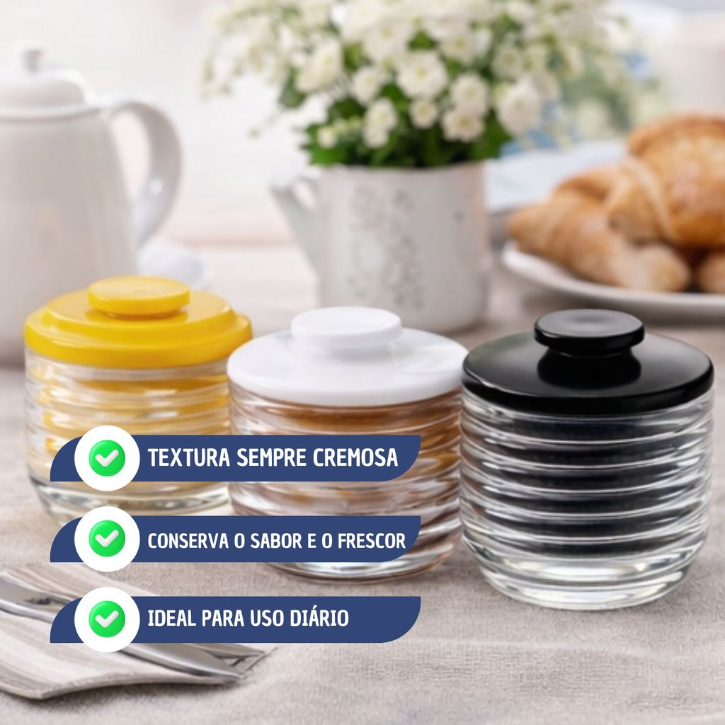 Manteigueira Francesa de Vidro Colmeia com Tampa Colorida