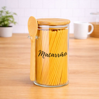 Pote Personalizado Hermético em Bambu 750ml Com Colher