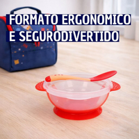 Kit Pote Infantil com Ventosa + Colher - Alimentação Segura e Pratica