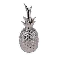 Enfeite Decorativo Abacaxi Metálico em Porcelana 14cm