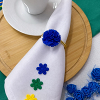 Kit 06 Anel de Guardanapo Para Copa do Mundo Brasil Flor de Pano