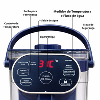 Chaleira Eletrica de Vidro 2,5L Esquenta até 100 graus Com Painel Digital 110v