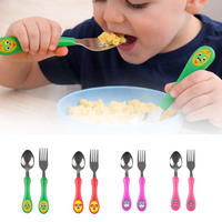 Kit Talheres Infantis com Garfo e Colher - Coloridos e Divertidos
