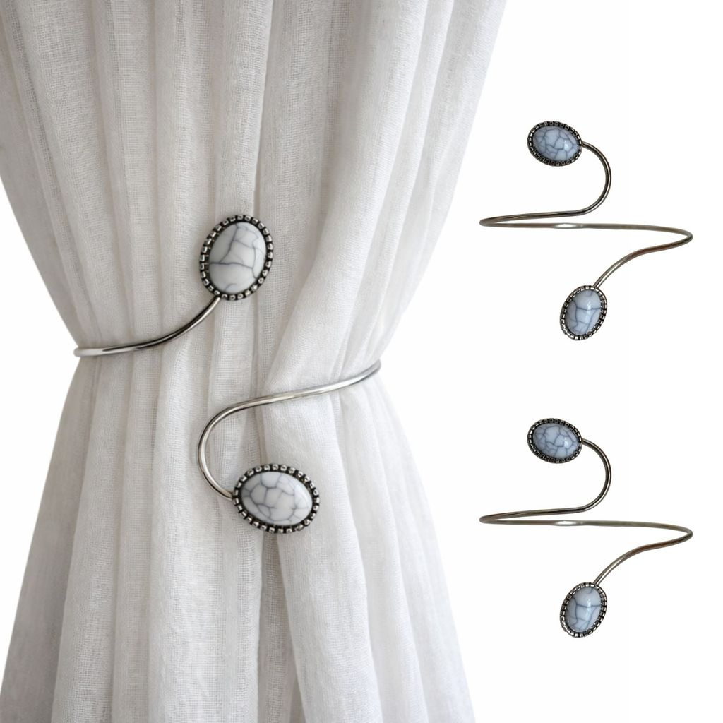 Kit 02 Prendedores de cortina decorativo Mármore Simples