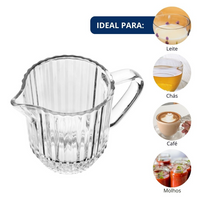 Leiteira de Vidro Classico Com Relevo Vertical 220ml
