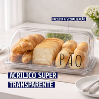 Porta Pão Transparente Com Tampa Retrátil Personalizado